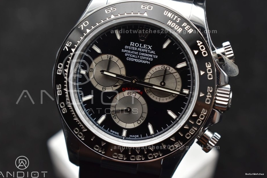 Silver Daytona Oysterflex Best V6 Edition Strap QF on 1:1 Black SH4131 Minimalist Dial 126519 821 (Weighted) 0103